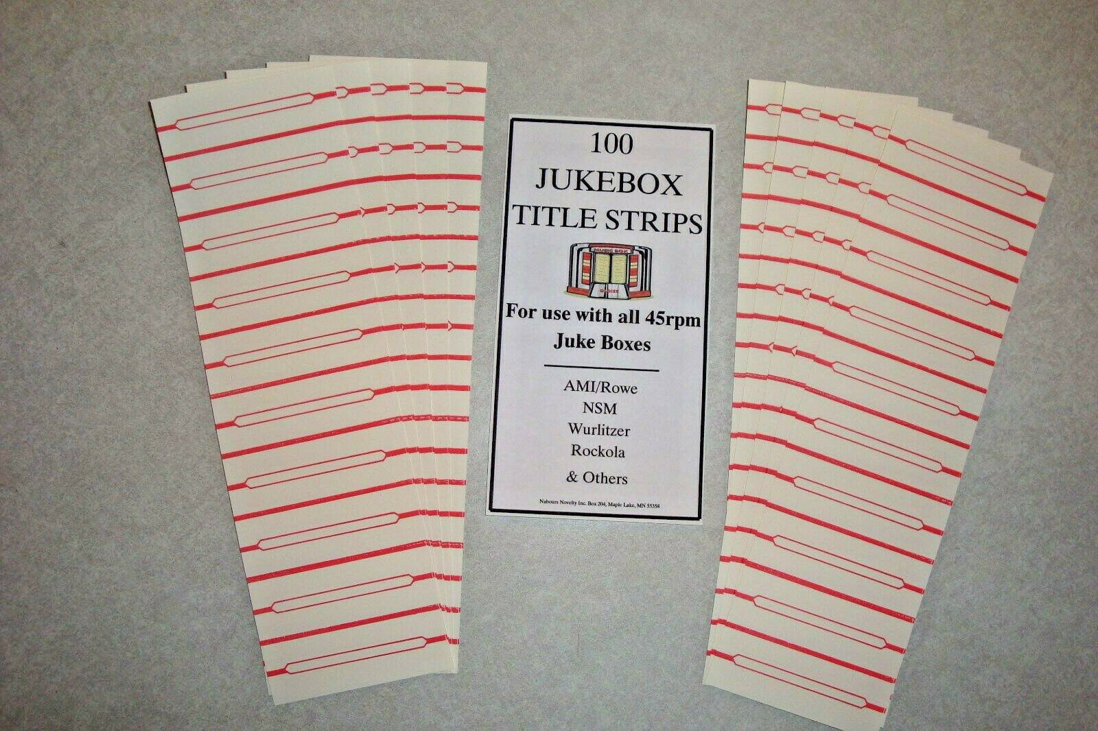 Jukebox Blank Title Strips, Jukebox Labels, 45rpm, 100 Strips, From The Usa!