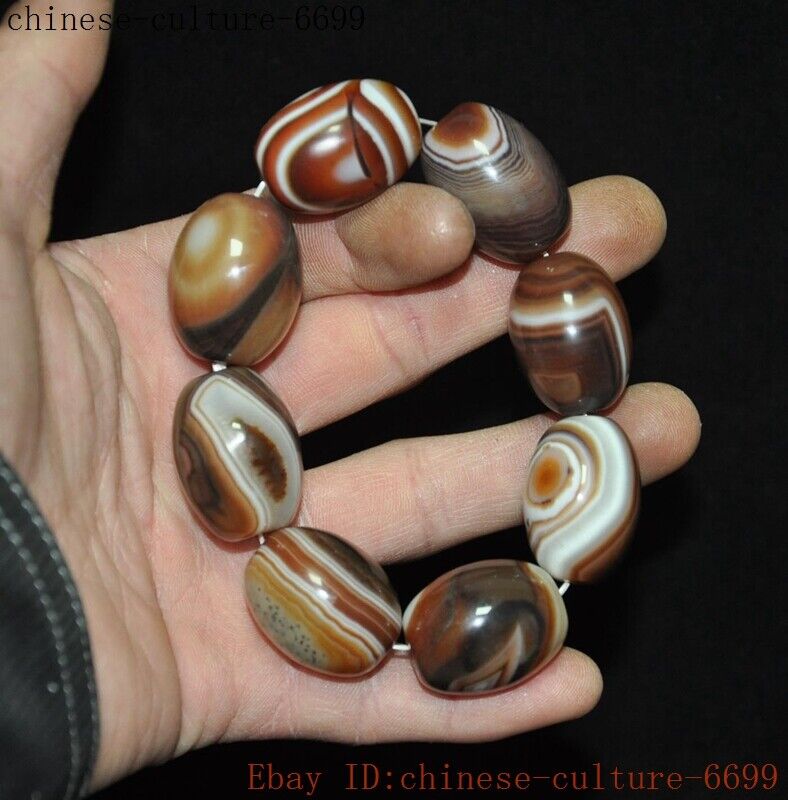 4.8"china Natural Agate Carving Exorcism Amulet Periapt Bracelet Hand Chain