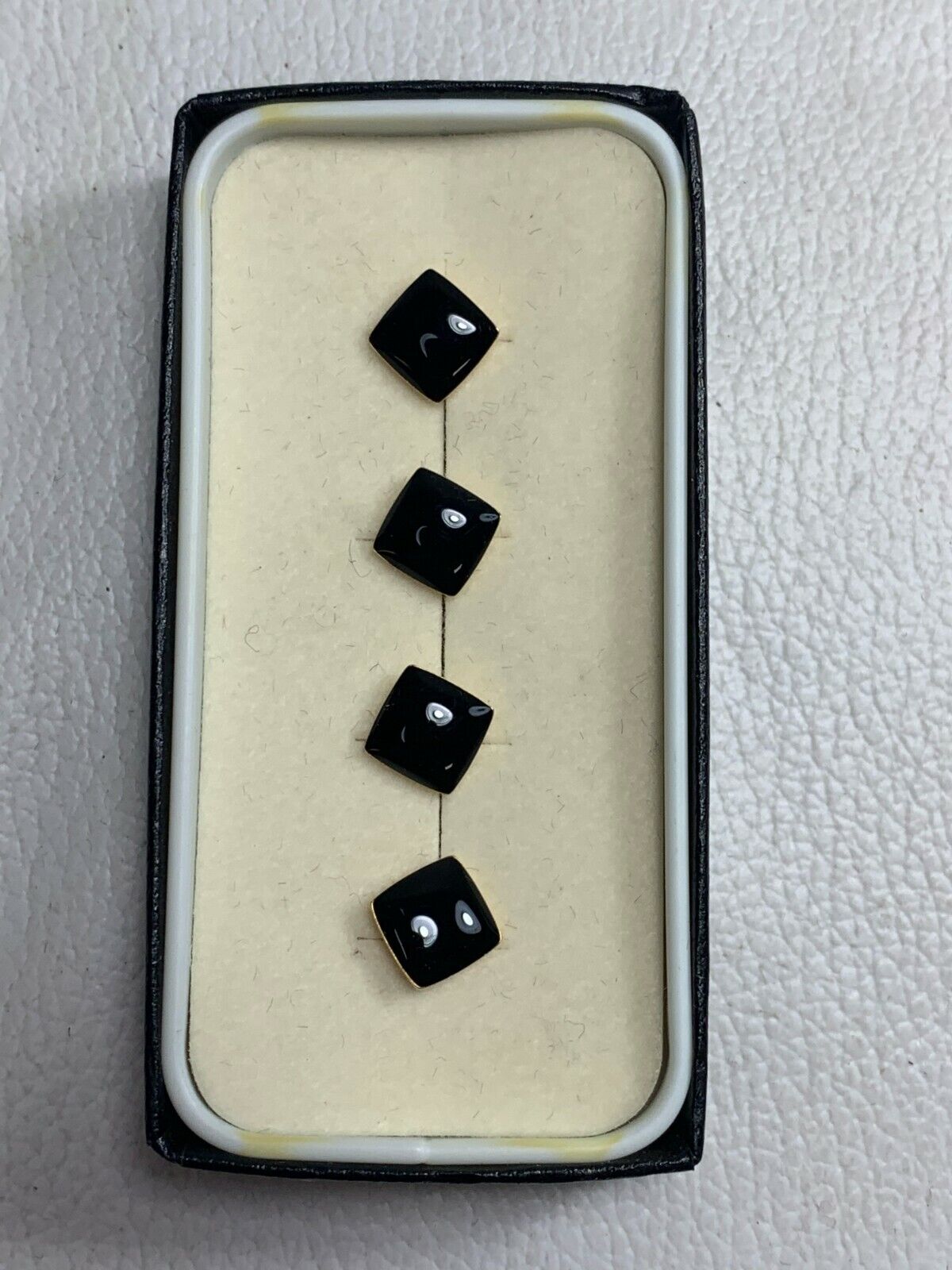 Tuxedo Shirt Studs Black With Gold Edges (4) New In Box