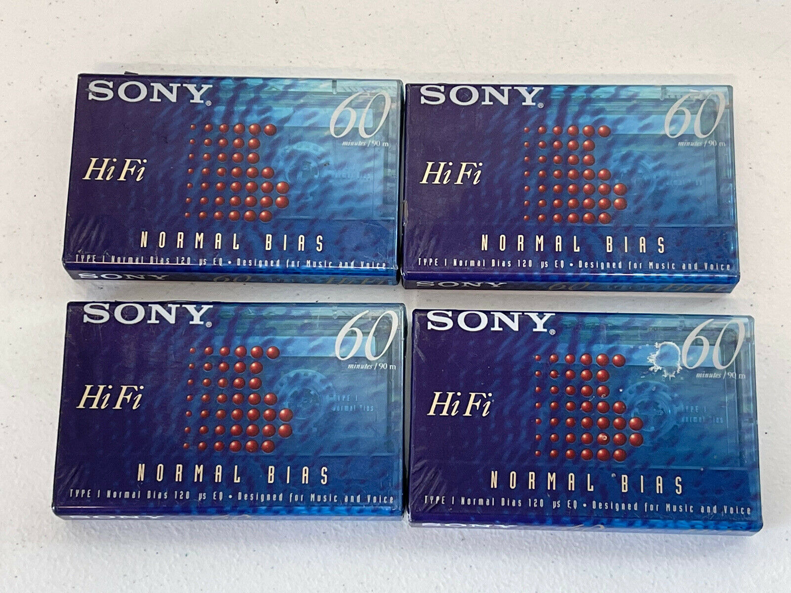 Lot Of 4 Sony Hifi 60 Minute Blank Normal Bias Cassette Tapes Sealed Nip