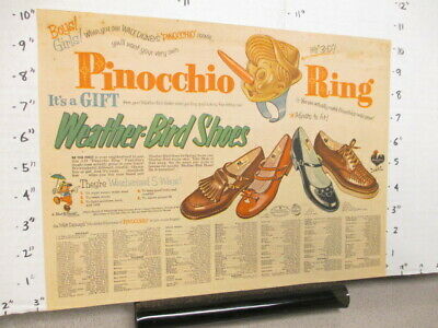 Newspaper Ad Premium Ring 1954 Weather Bird Shoes Disney Pinocchio 3d Nose Grows