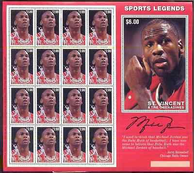 St. Vincent 1996 - Sc# 2268a - Michael Jordan, Chicago Bulls - Sheet Of 16 - Mnh
