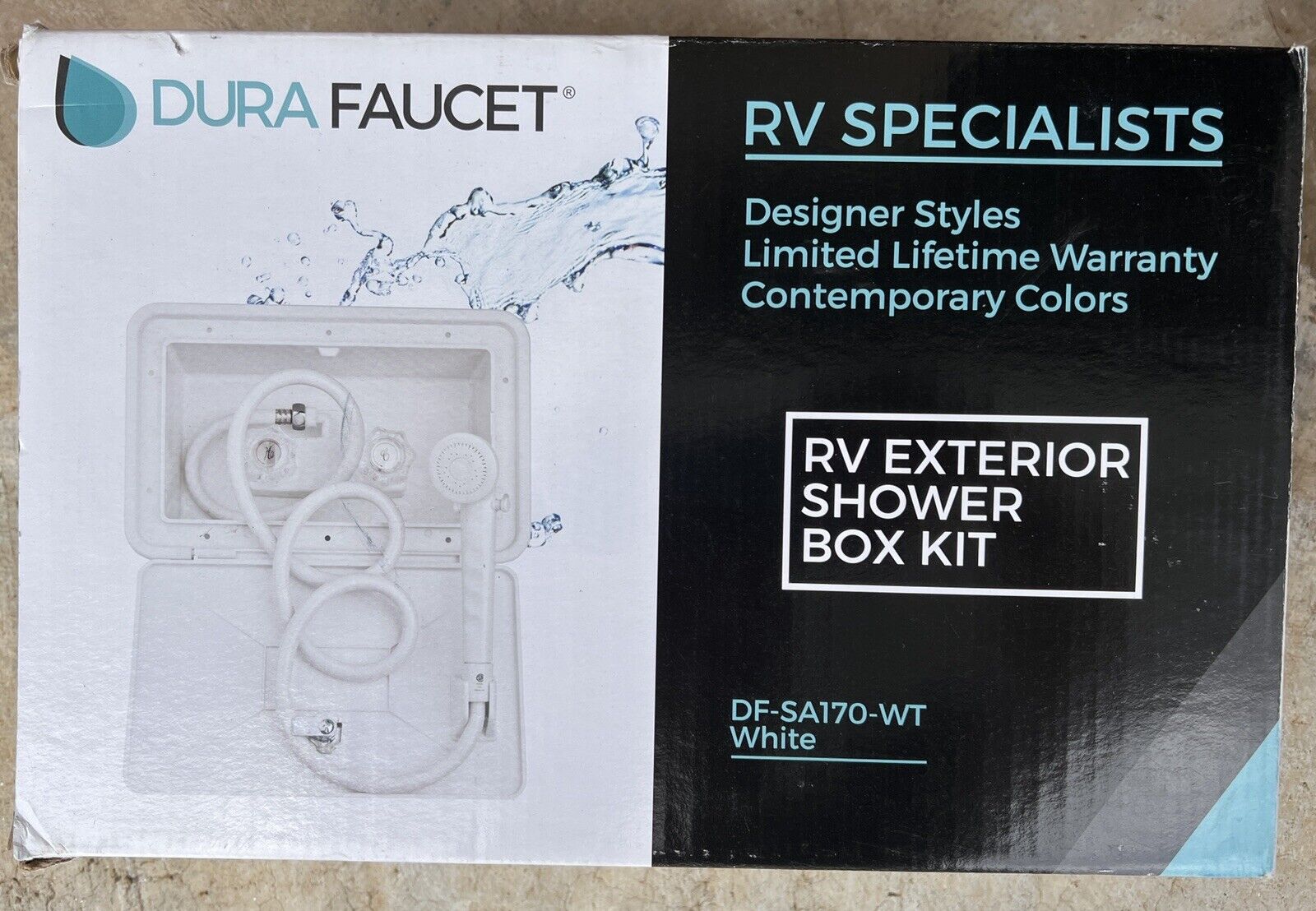 Dura Faucet Df-sa170-wt Rv Weatherproof Exterior Shower Box Kit -