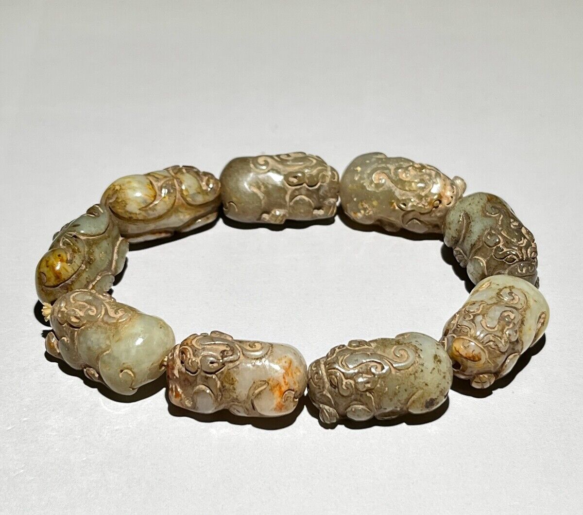 Certified Old Hetian Jade Rosary Bracelets~pixiu
