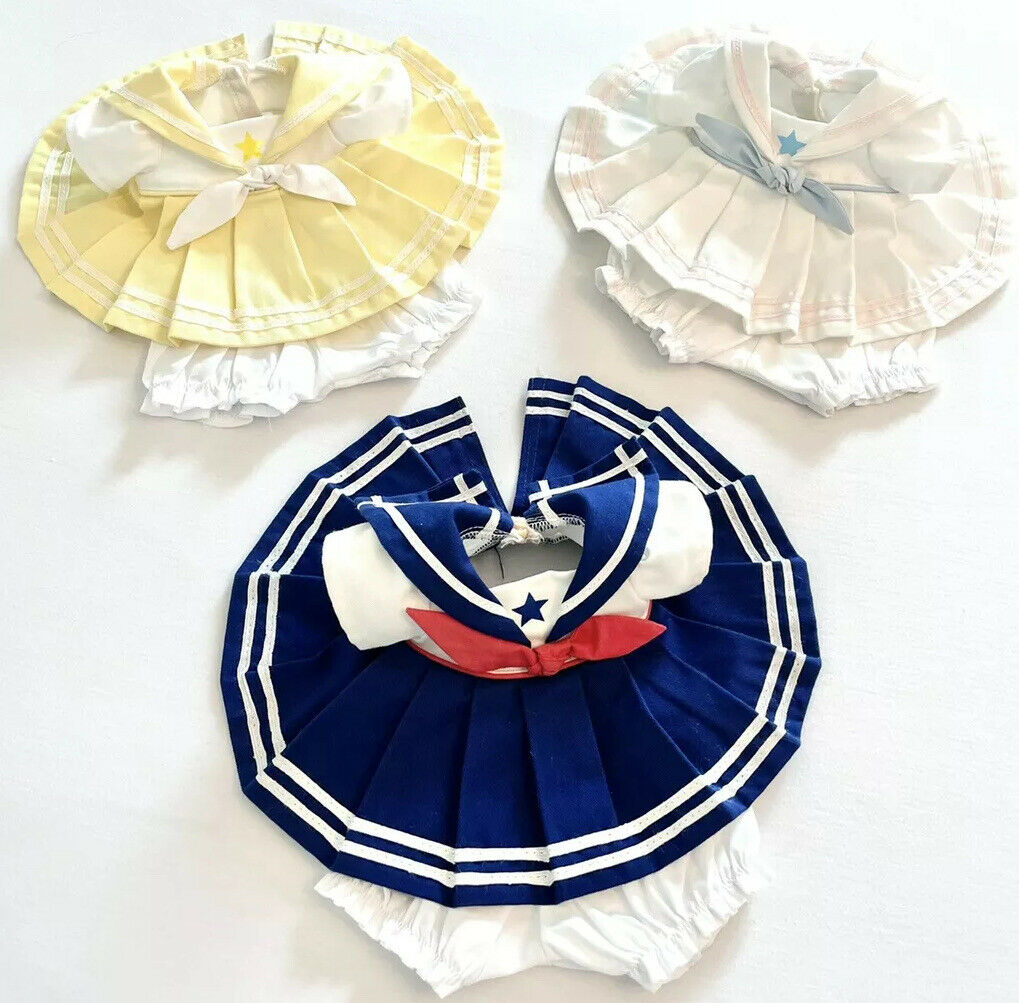 Mattel My Child Doll Lot Of 3 Original Sailor Dresses - Navy / Yellow / Pastel