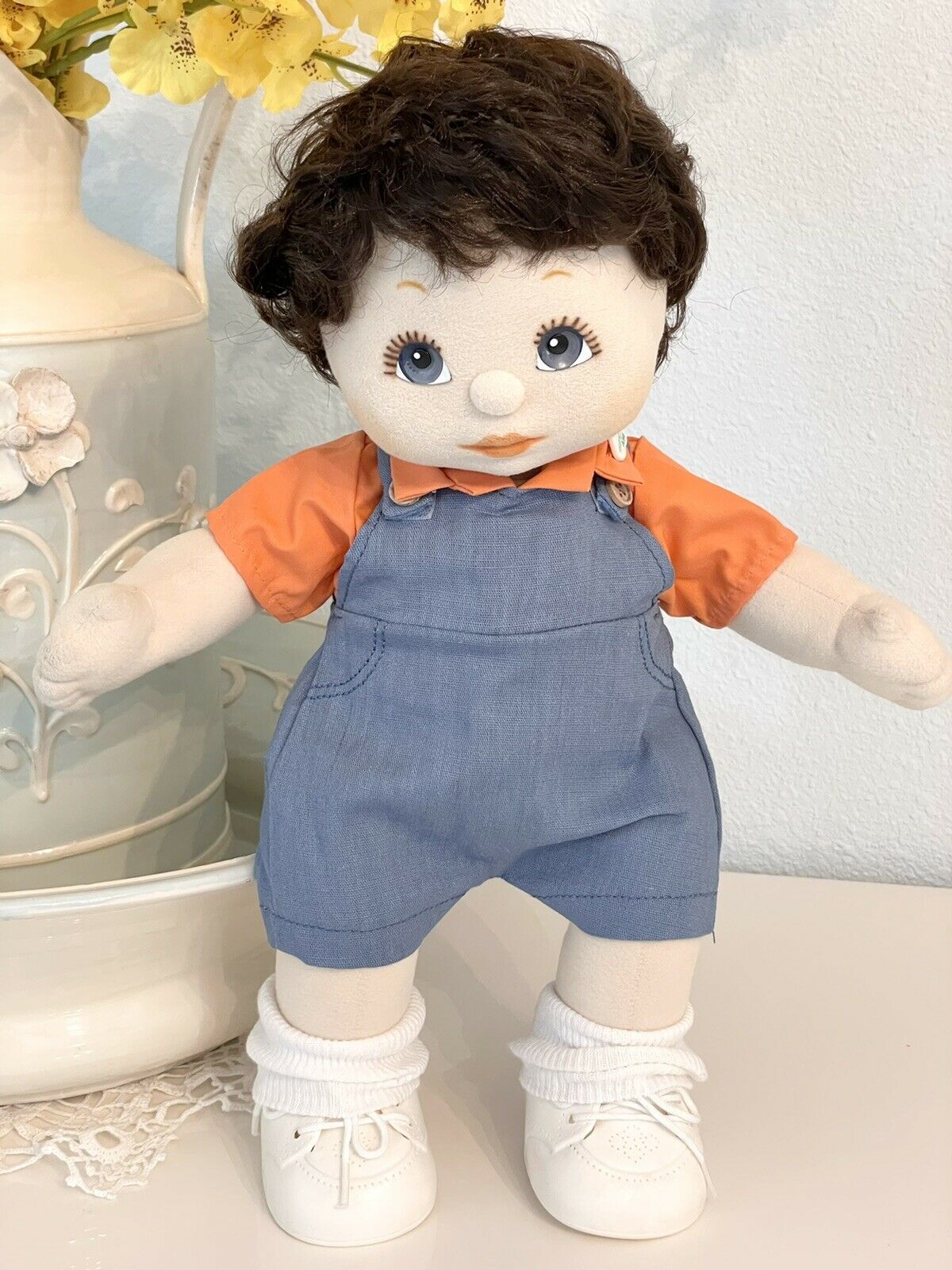 1986 Mattel My Child Doll Blue-eyed Brunette Boy Restored & Dressed