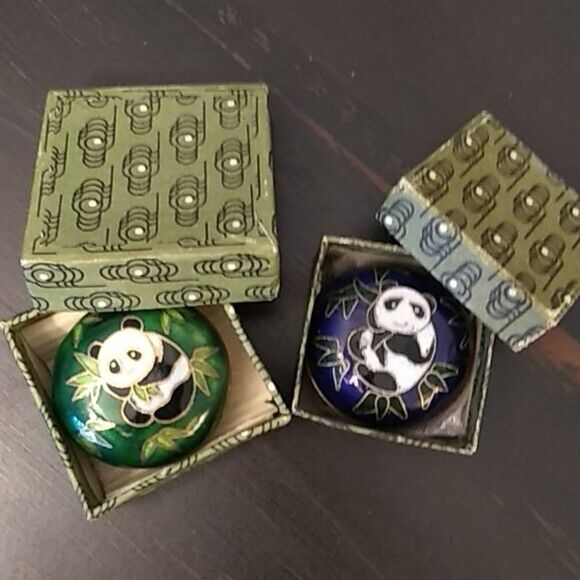 2 Vintage Chinese Pill Boxes With Panda Design