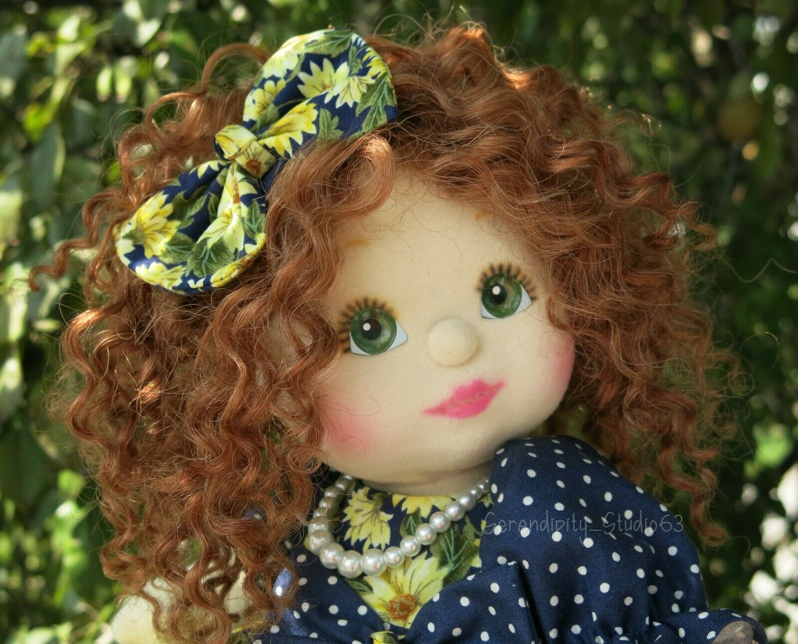 Stunning Ooak My Child Doll With Sewn-in Genuine Dk Reddish Brown Curly Mohair
