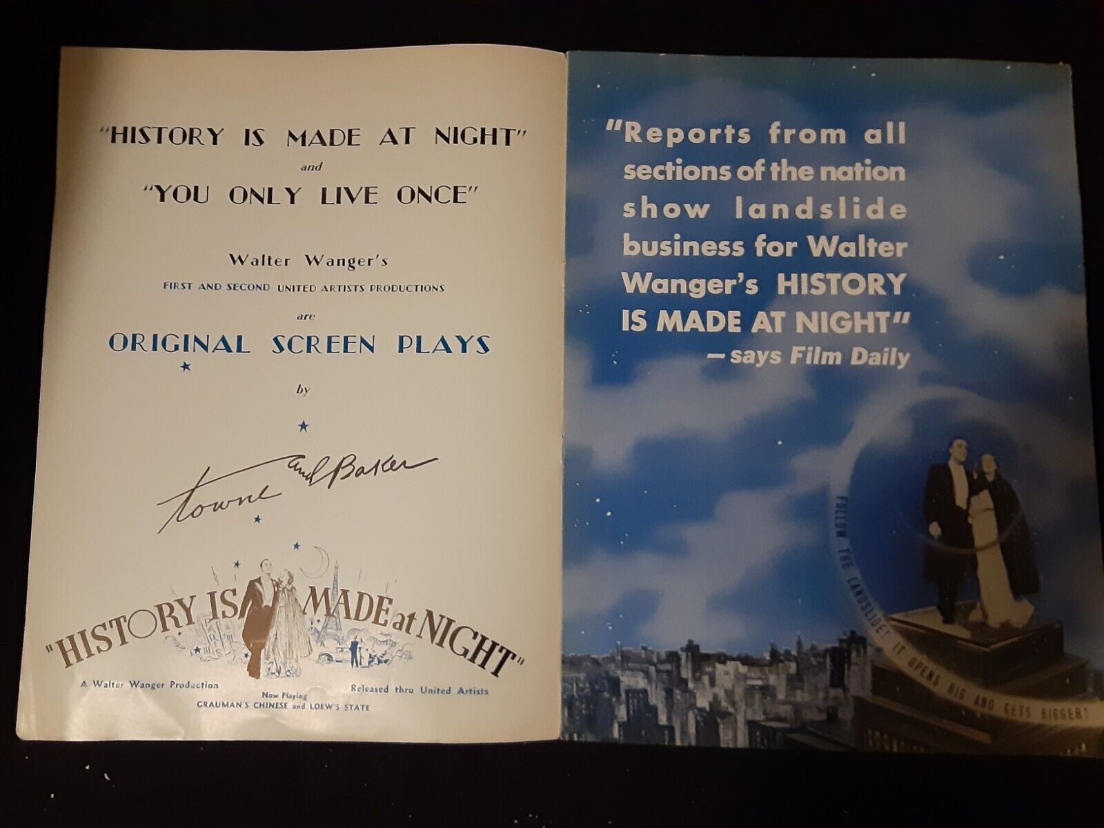 History Is Made At Night Rare Original 1937 Promo Booklet
