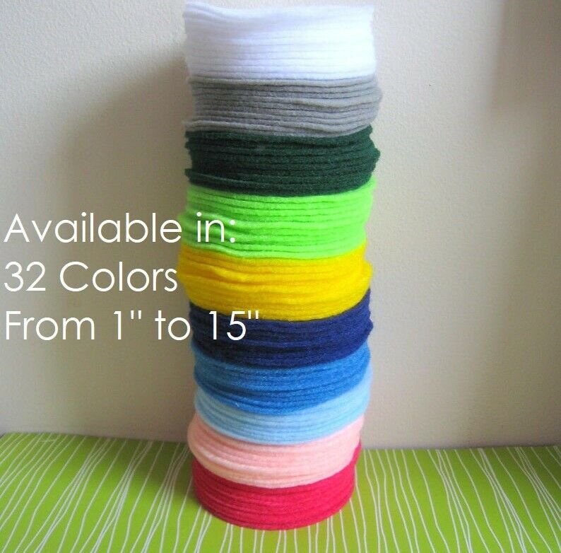 Nakpunar Felt Circles - Choose From 22 Colors From 1" To 8" Wide - Craft Die Cut
