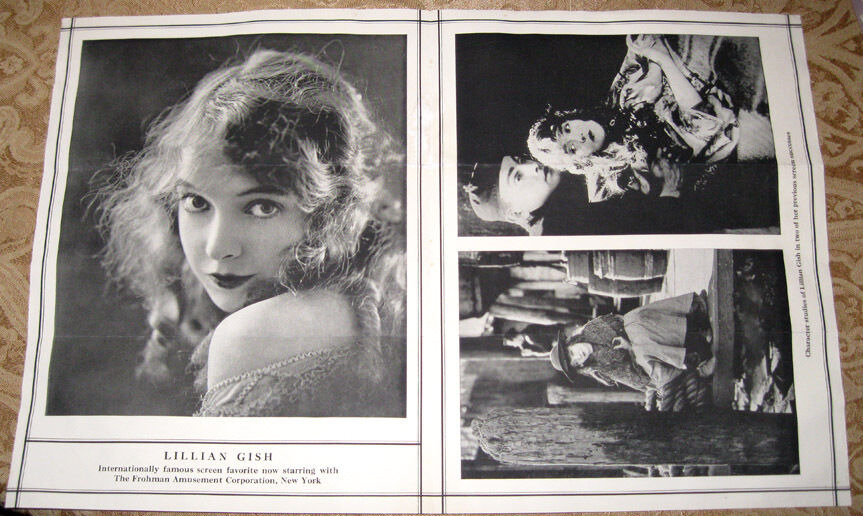 Vintage 1920 Press Release Frohman Amusement Actress Lillian Gish D.w. Griffith