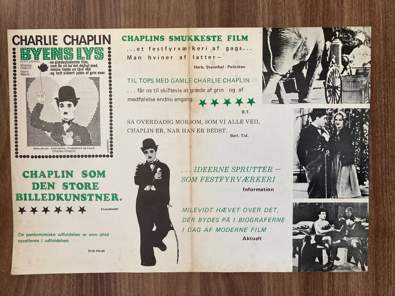 City Lights Charles Chaplin V. Cherrill 1931 Danish Movie Press Release Kit
