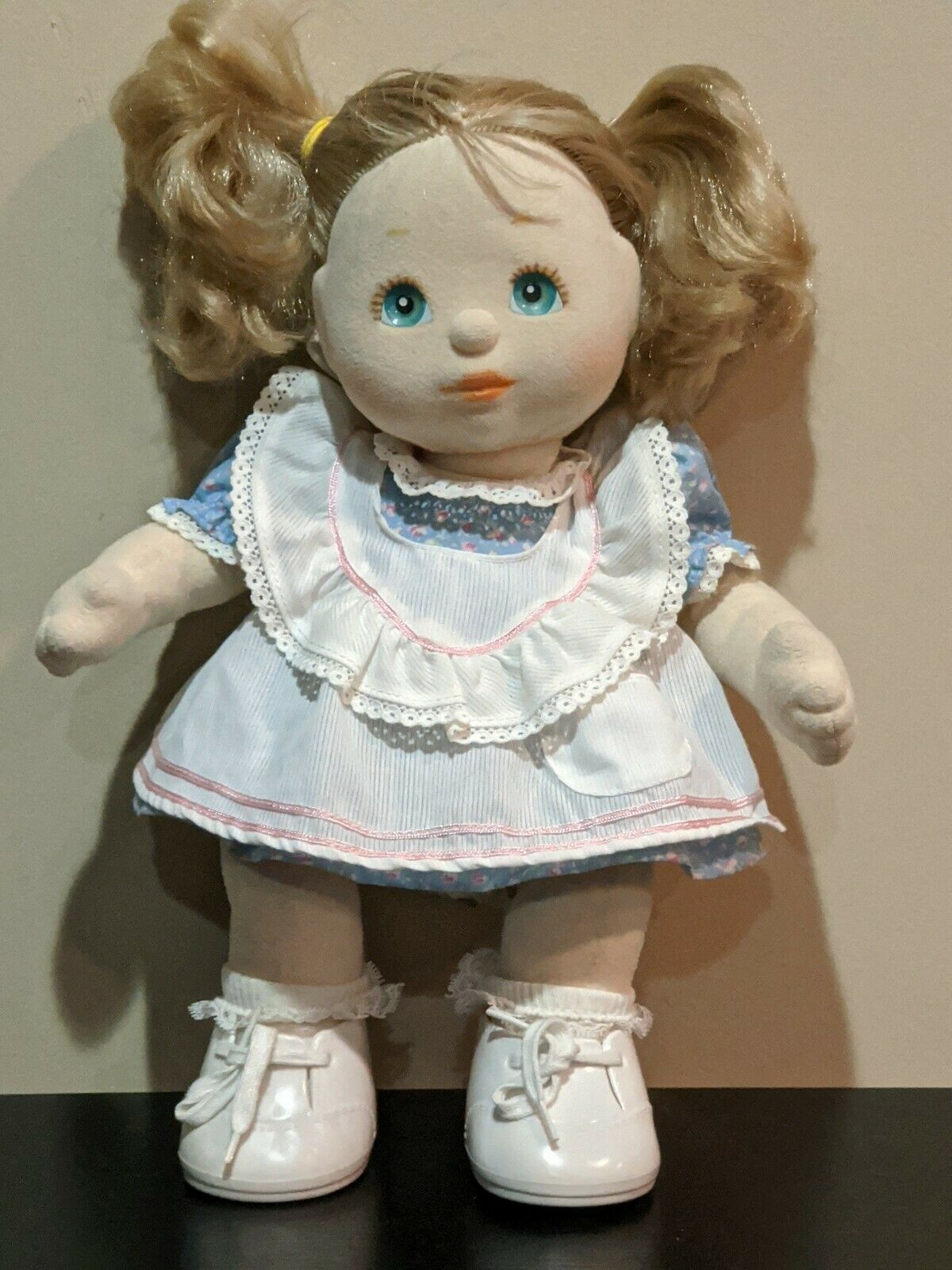 1985 Vtg 14" My Child Baby Doll Mattel Blond Hair Button Nose Blue Eyes