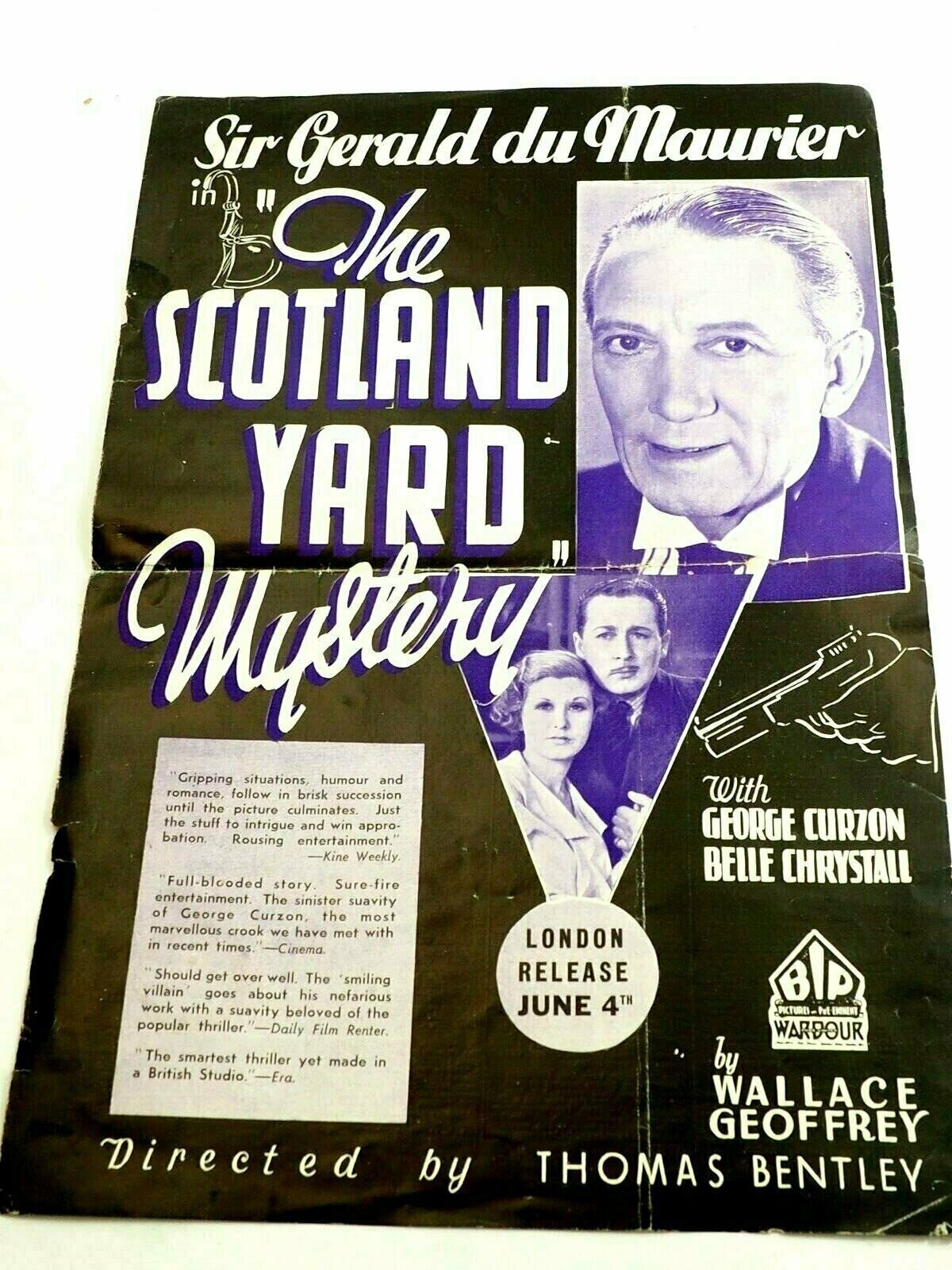 The Scotland Yard Mystery Sir Gerald Du Maurier Bip Pictures Cover Poster 1934