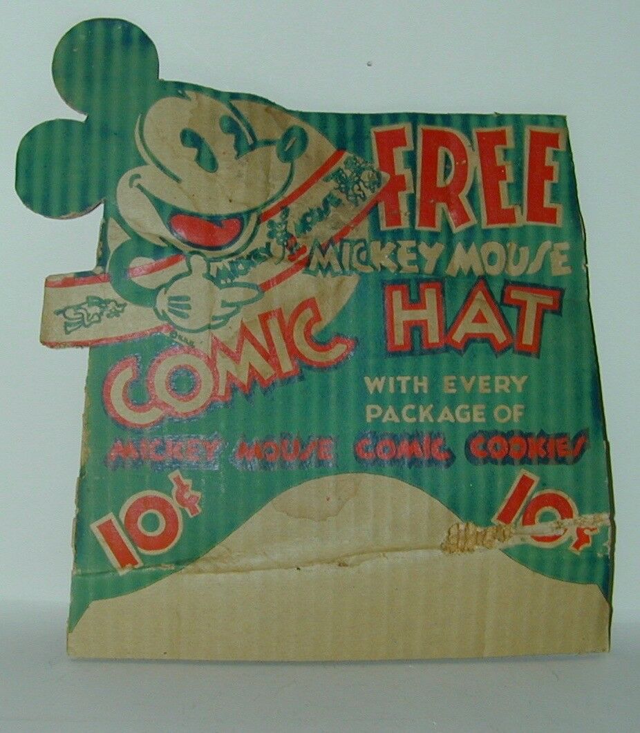 Mickey Mouse Comic Cookies Store Carton Cardboard Sign Premium Hat Wd Ent 1934