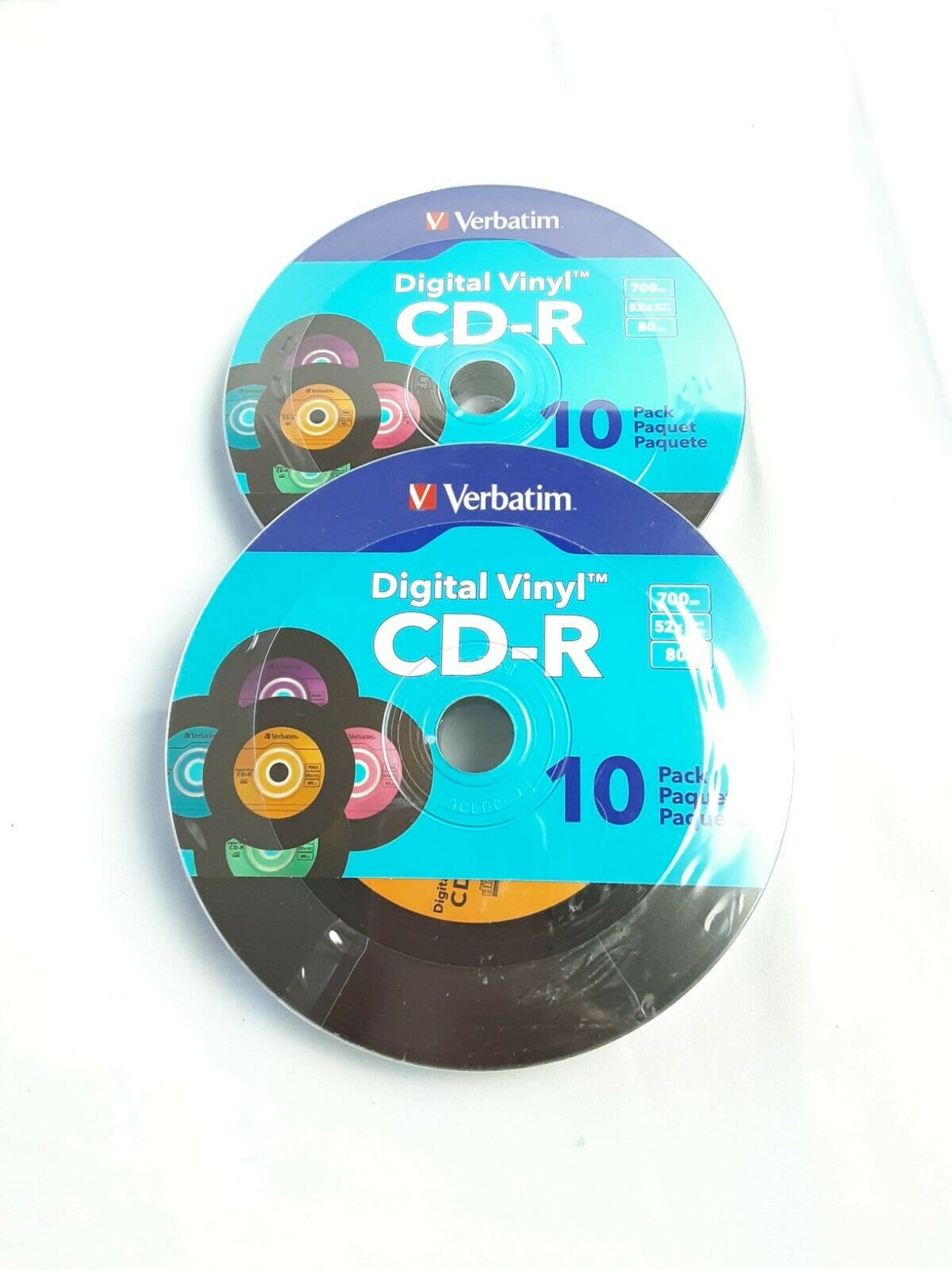 Lot Of 2 Verbatim Digital Vinyl Cd-r 80 Min 700mb Multi-color 2-10 Pks Total20
