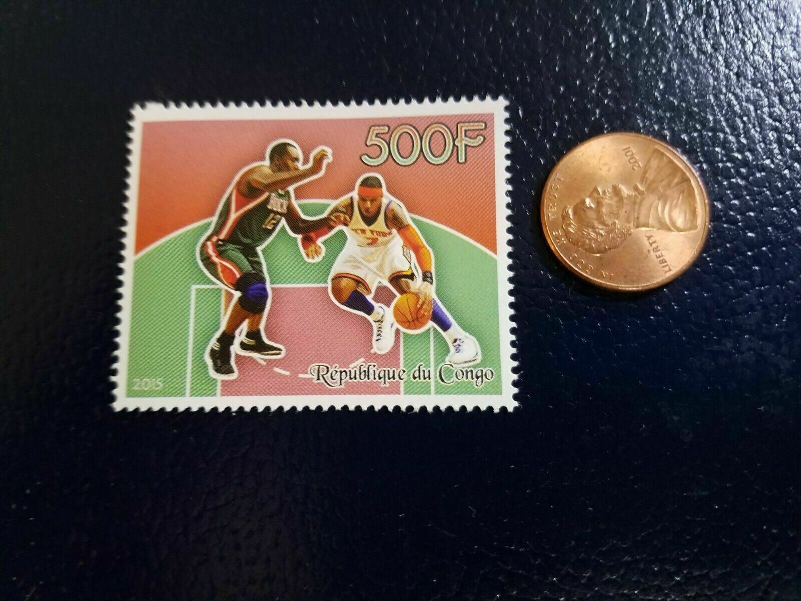 Carmelo Anthony New York Knicks Republique Du Congo 2015 Perforated Stamp