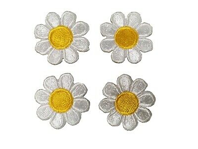 2987sw Lot 4pcs 1" White Yellow  Daisy Flower Embroidery Iron On Applique Patch