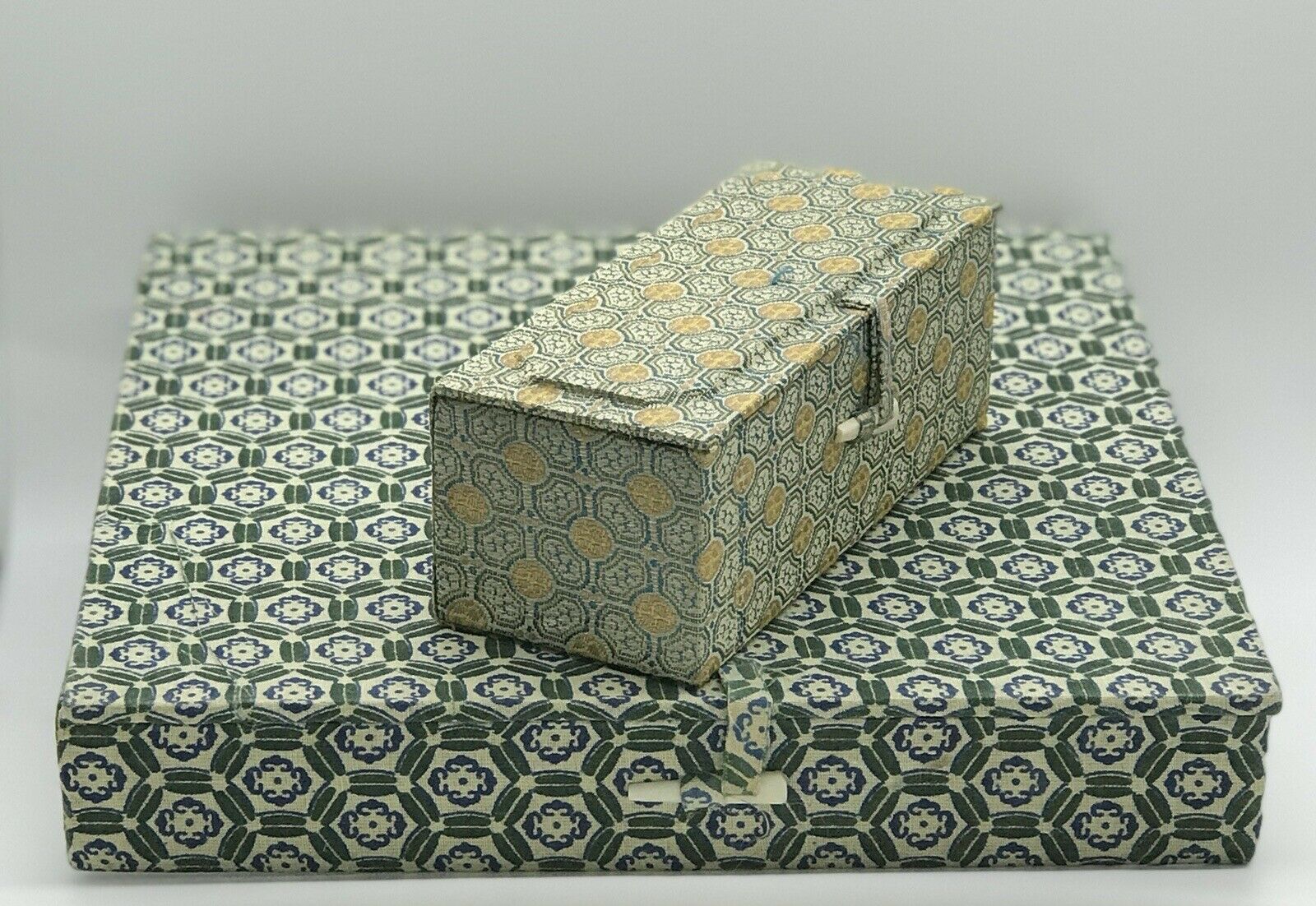 Asian Fabric Boxes, Set Of 2